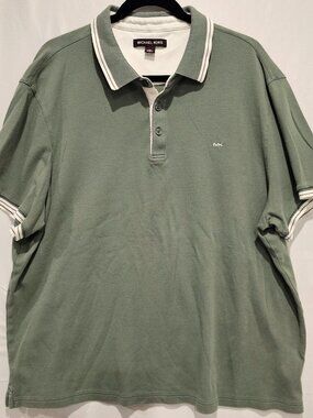 Michael Kors Men's Polo Shirt XXL Light Green Heather Cotton Casual